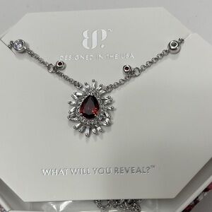 Elegant Silver and Red Necklace by